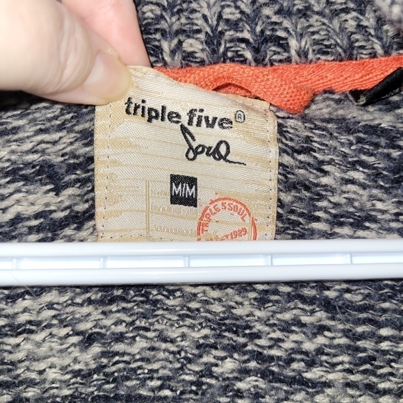 Triple Five Soul Men's Full Zip Thunderbird Wool Sweater Size Medium - Picture 5 of 10